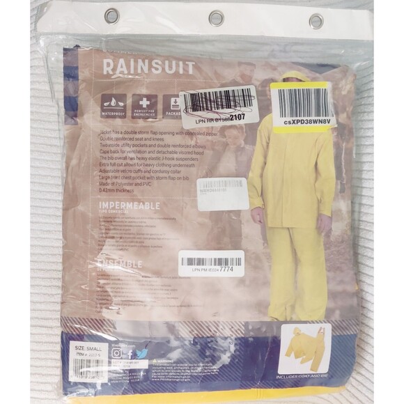 Stansport Rain suit-Yellow Commercial 2pc, Hooded Jacket, Pants, Rainsuit NEW - Picture 9 of 11